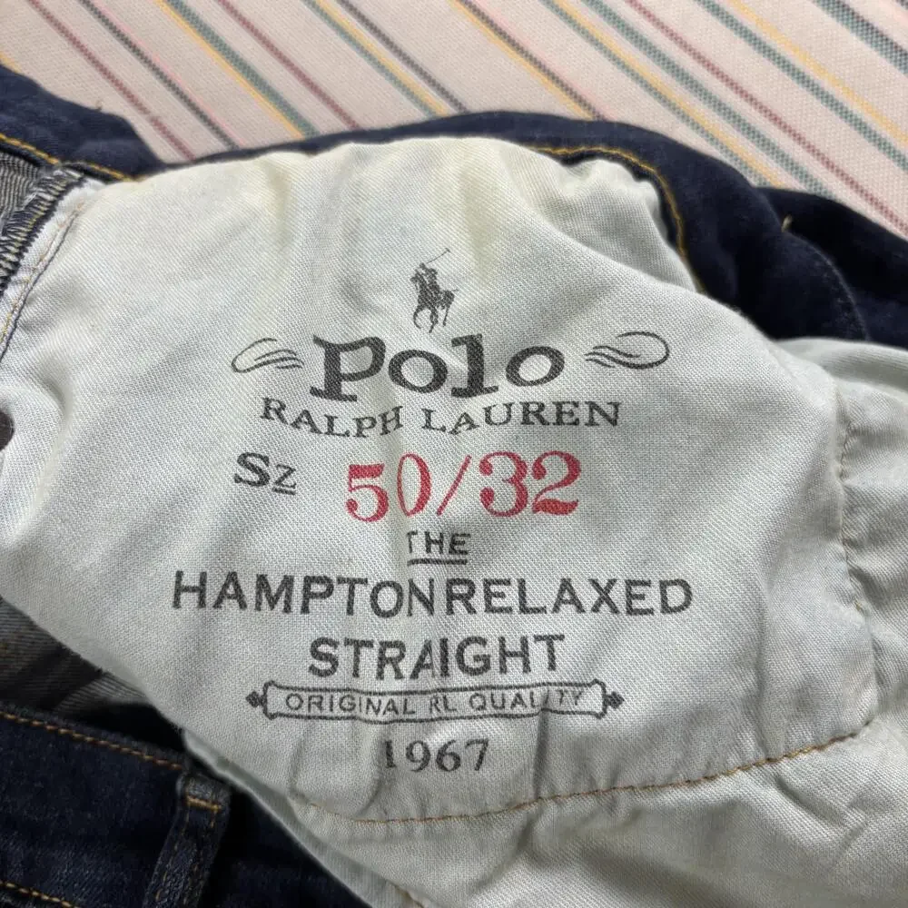 Polo Ralph Lauren Jeans Mens 50x32 Blue Hampton Relaxed Straight Stretch Denim
